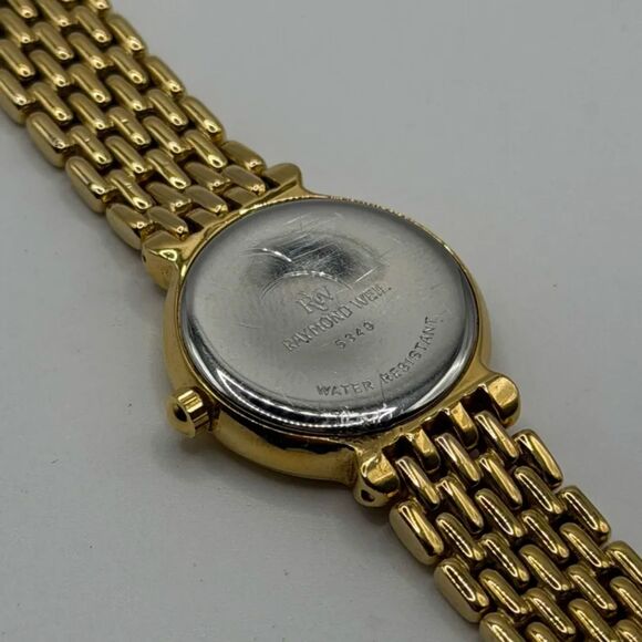 Vintage Raymond Weil 5349 White Roman Dial Gold Women\'s Watch